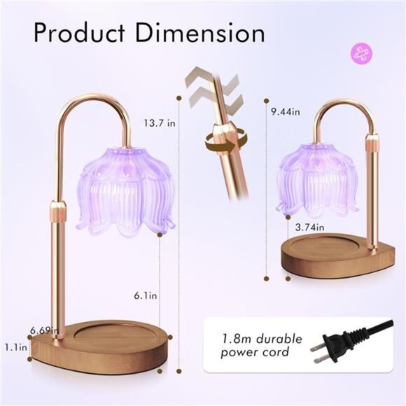 Candle Warmer Lamp Dimmable Wax Melter Jar Candle Lamp Adjustable Home Decor - Picture 2 of 7